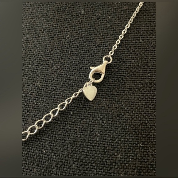 NIB Elegant Silver & Moissanite Heart Necklace with Abalone Shell - Picture 3 of 6